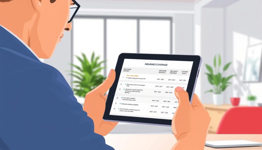 Image of a person reviewing insurance coverage options on a tablet Image of a person reviewing insurance coverage options on a tablet